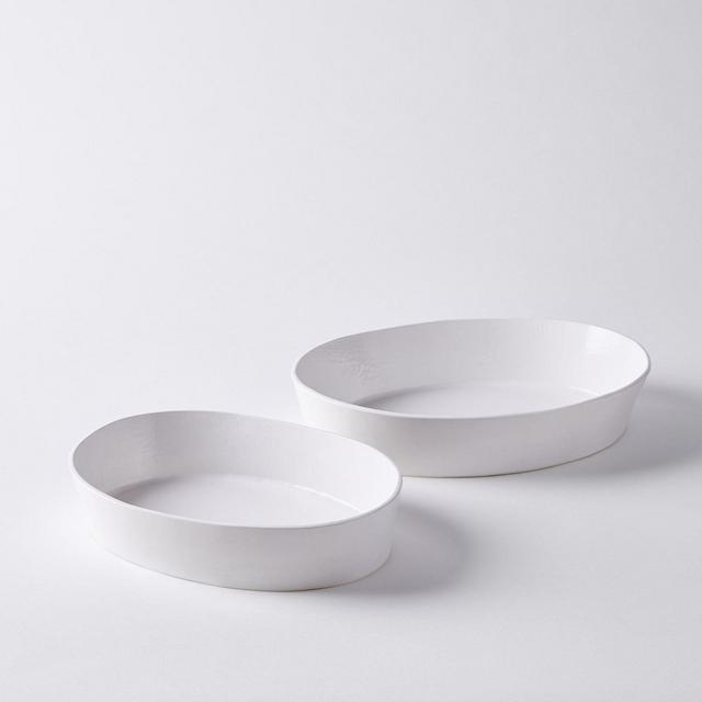 Medium Handmade Deep Oval Porcelain Serving Dish by Looks Like White