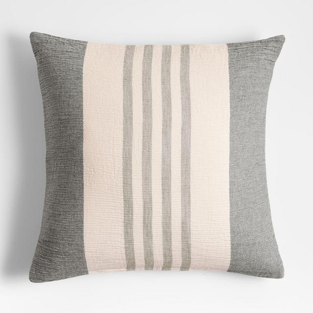 Laurentis 23"x23" Blue Crinkle Stripe Throw Pillow with Feather Insert