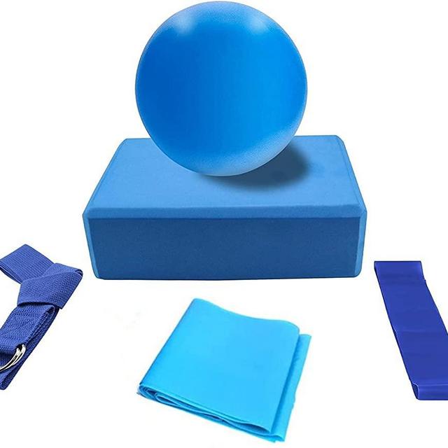 Yoga Kit and Sets for Beginners 5 Pcs, Yoga Starter Kit Include Yoga Ball (25cm), Yoga Block, Stretching Strap(183cm), Resistance Loop and Exercise Band(150cm), Yoga Accessories for Women