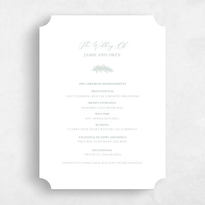 Green Ticket Wedding Program - Mathias