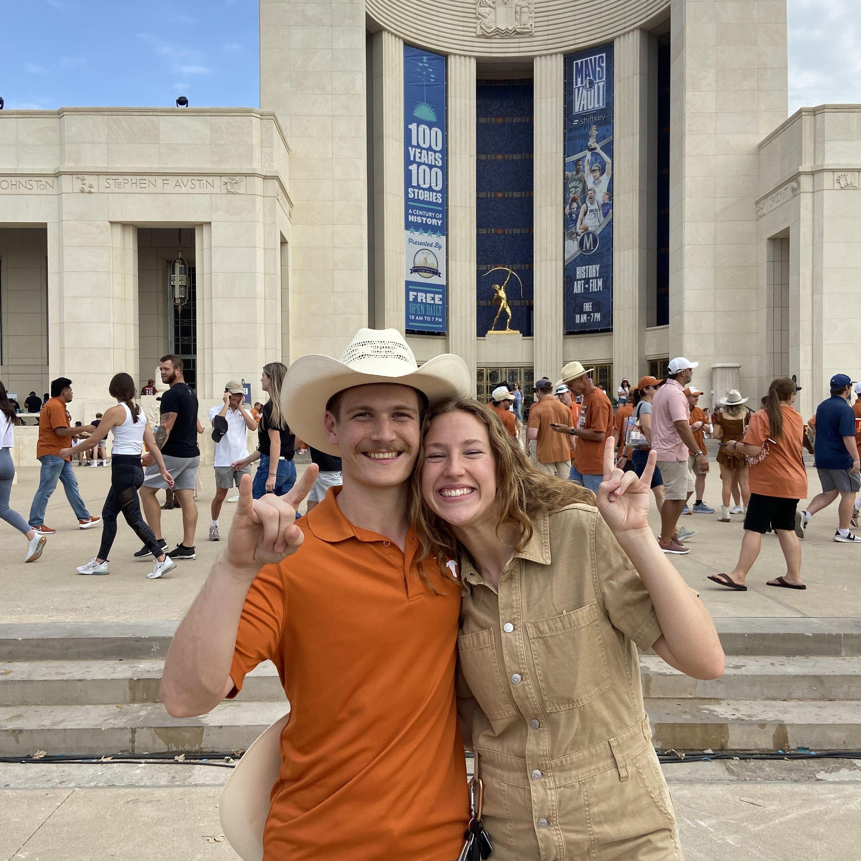 Recreating the picture where we first met four years later! Hook em!
