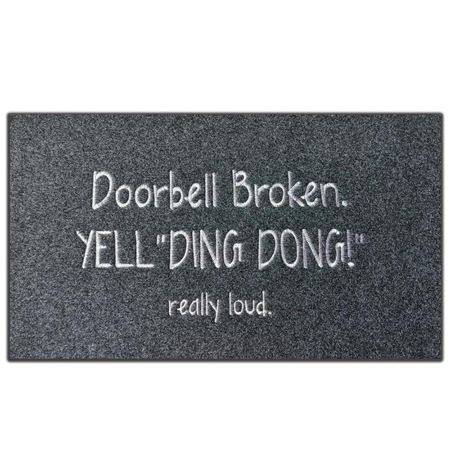 Accssoey Funny Doormat,Doorbell Broken Yell Ding Dong Really Loud Mats for Front Door Mats, with Rubber Backing Doormat Indoor Non Slip Natural Mat Black 30" x 18"