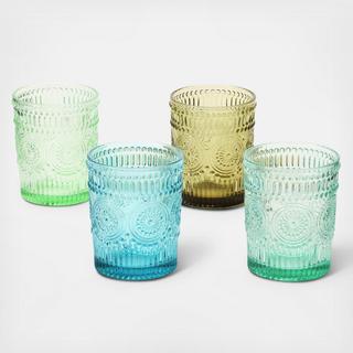 Embossed Drinking Glass, Set of 4