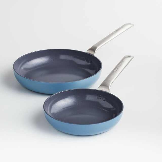 Crate & Barrel EvenCook Ceramic™ Denim Ceramic Nonstick Fry Pans, Set of 2