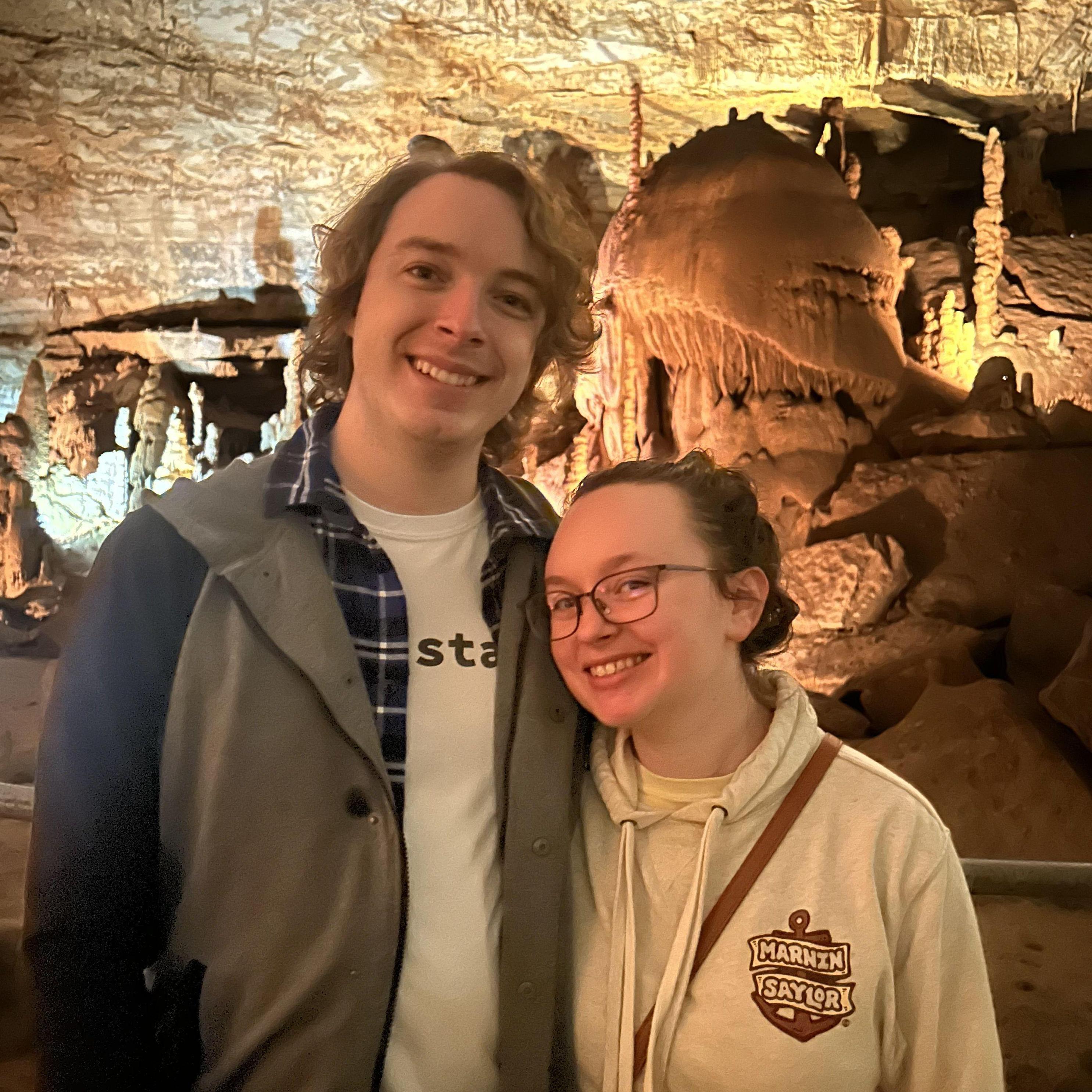 I told Spencer no sky-writers or big sports events for the proposal. My unhinged smile is because I thought he might propose in the middle of Cathedral Caverns tour. Fake out #1 (11/18/2023) - C 🩵