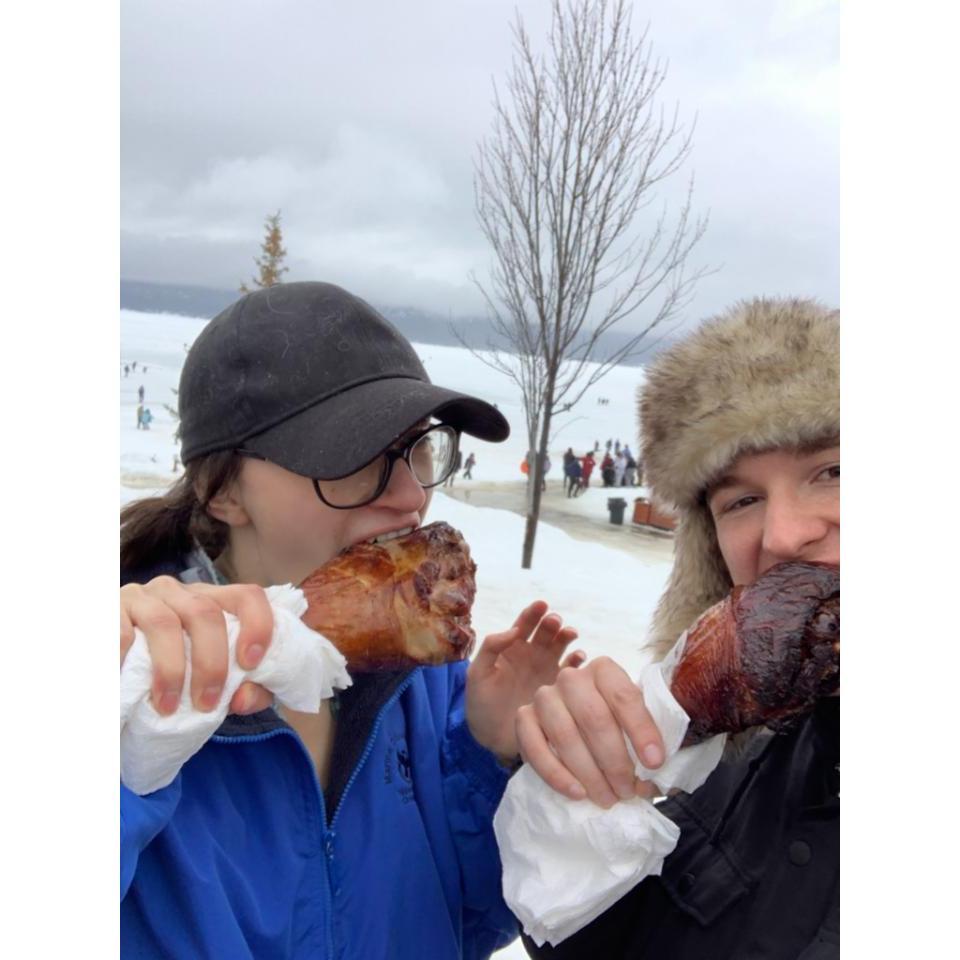 February 2019. First time we shared turkey legs.