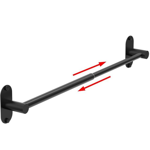 MIROAMZ Towel Bar, Adjustable 14.4inch - 25.2inch Towel Rack, Self Adhesive Wall Mounted for Bathroom Kitchen Hand Towel Holder Cloths Hanger 304 Stainless Steel Organizer Single Bar (1, Matte Black)