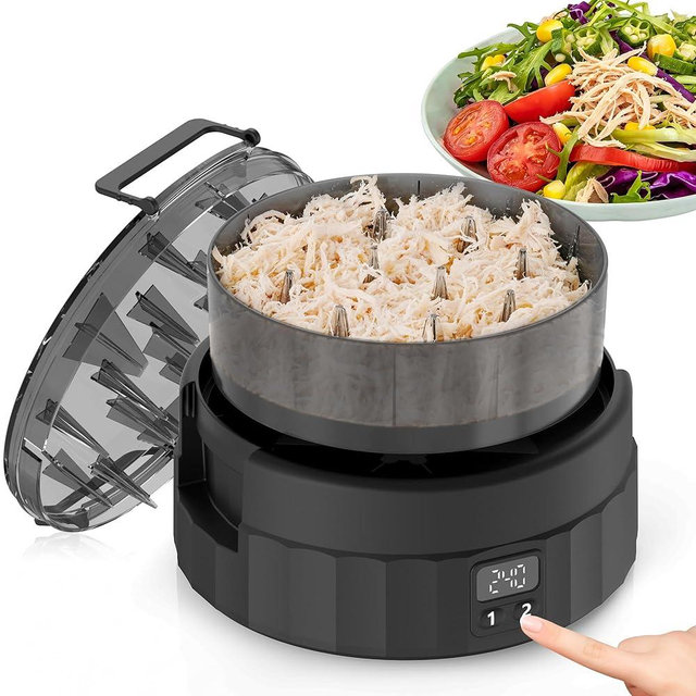 Snuuoby 2026 Upgraded Electric Chicken Breast Shredder - 2500mAh Meat Shredder Tool With Brush, Anti-Jam Rotation Meat Grinder For Chicken Pork And Beef One Touch Kitchen Cooking Gadgets Gift - Black