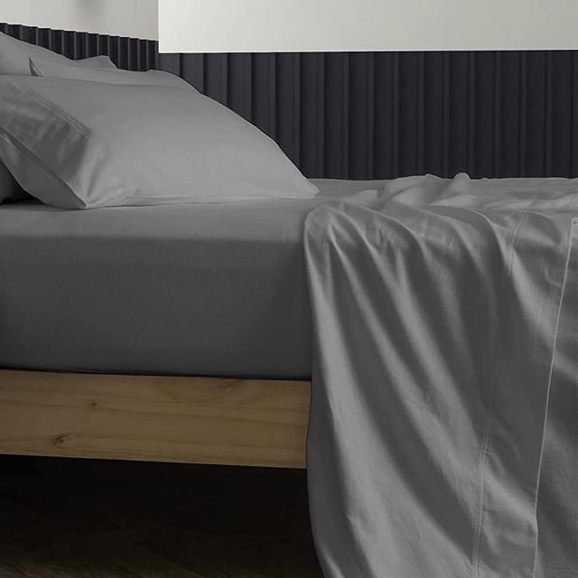 Pure King Size Cotton Bed Sheets Set (King, 1000 Thread Count) Charcoal Grey Bedding and Pillow Cases (6 Pc) – Cotton Sheets King Size Bed- Sateen Sheets - 15” Deep Pocket King Sheets