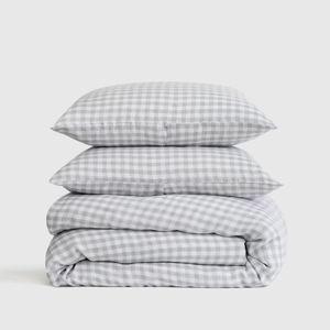 Linen Duvet Cover Set | Quince in Blue Fog Gingham