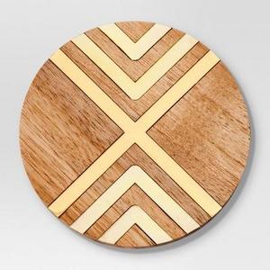Product description page - Natural Acacia Coaster with Gold Metal Set of 4 - Threshold™