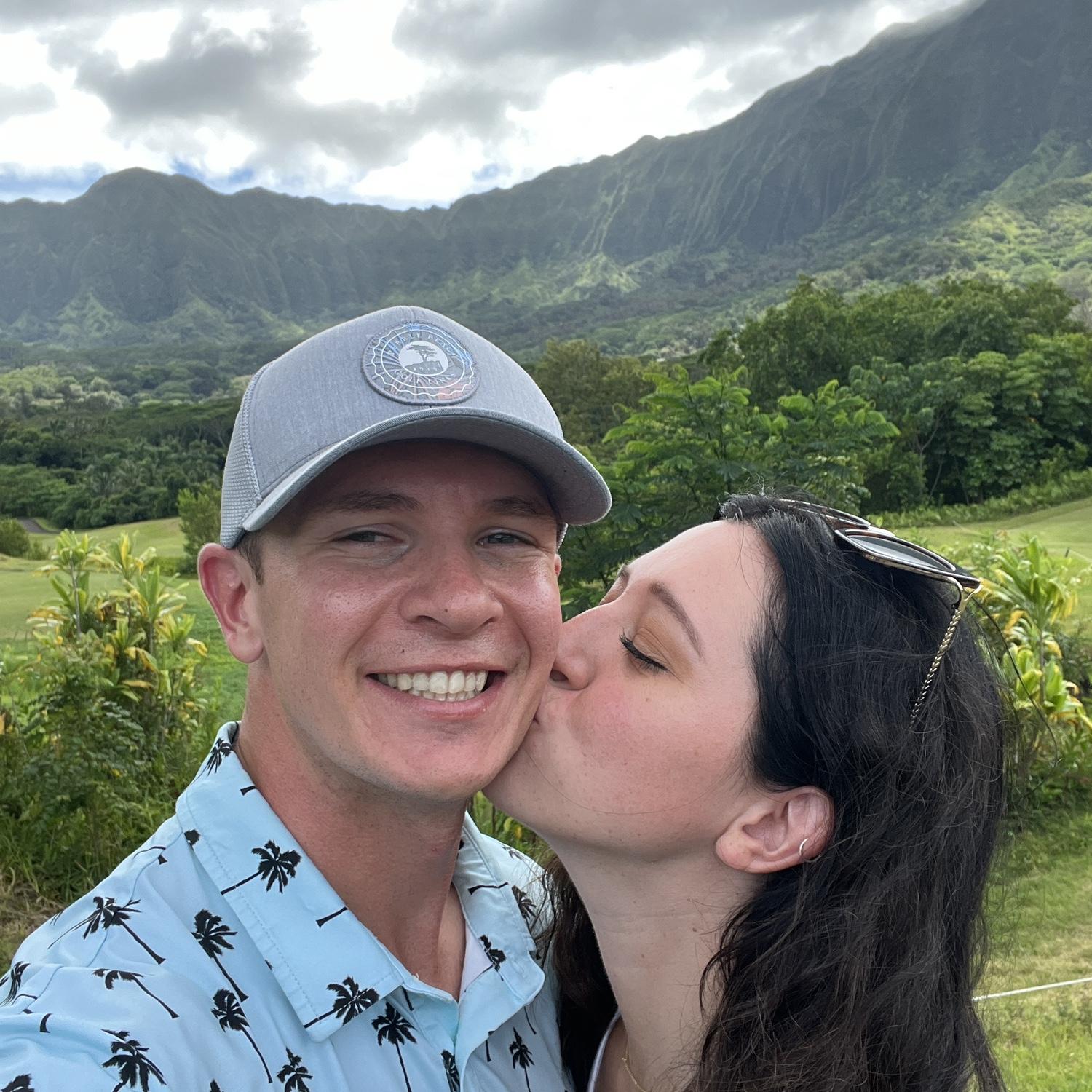 Doing Taylor's favorite activity - Golfing in Hawaii at the Royal Hawaiian.
