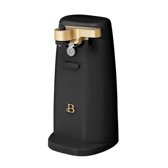 Generic Beautiful Easy-Prep Electric Can Opener with 70-watt motor effectively, Auto-turn & One-Touch Operation Built-in knife sharpener and bottle opener by Drew Barrymore (Black Sesame)