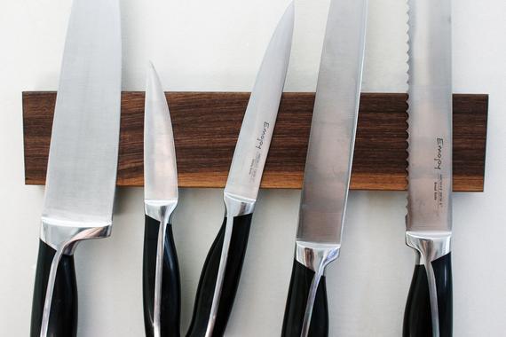 Magnetic Handmade Wooden Knife Holder Mahogany 16 inches
