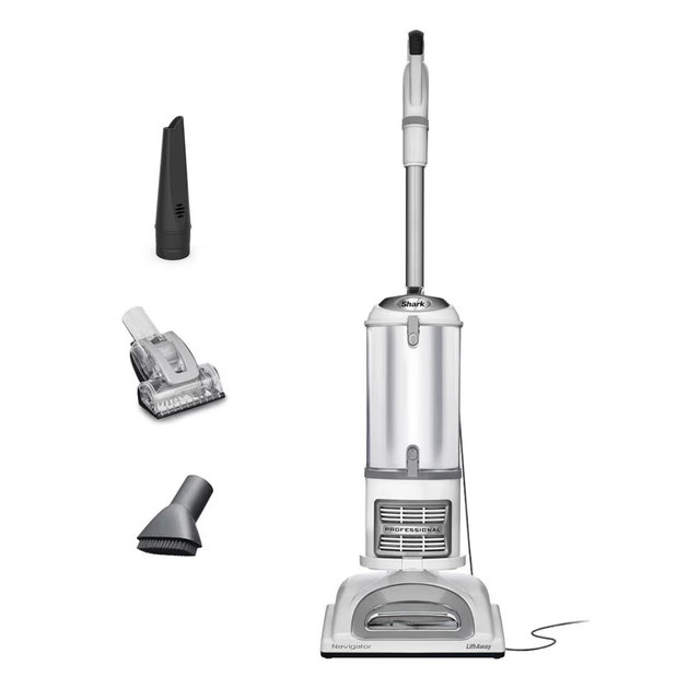 Shark | Upright Vacuum Cleaner | Navigator Lift-Away | Swivel Steering | HEPA Filter | Vacuum for Pet Hair | Crevice Tool & Dusting Brush Included | For Carpets & Hard Floors | White/Silver | NV356E