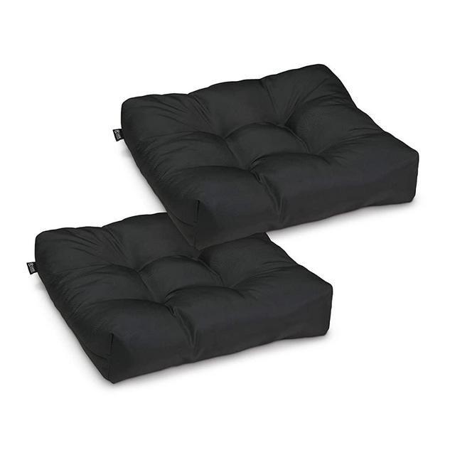 Classic Accessories Water-Resistant Square Patio Seat Cushions, 19 x 19 x 5 Inch, 2 Pack, Black