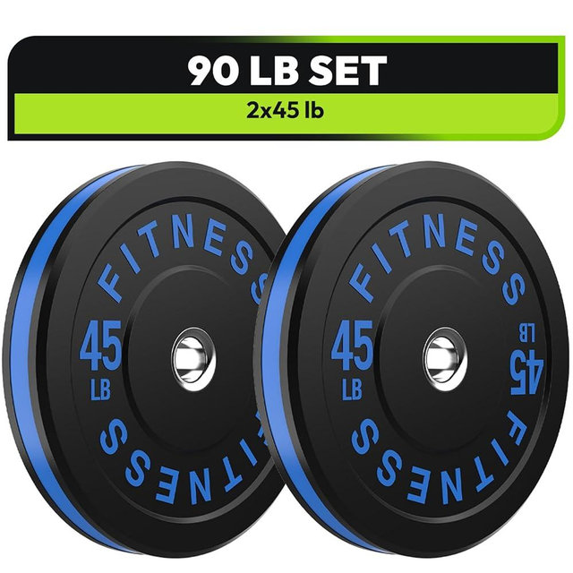 Handbode Colored Bumper Weight Plates Olympic Weight Plate Set 2-Inch, 10/15/20/25/35/45/55 lb Barbell Weight Plates Set for Home Gym, Rubber Strength Training Weights Plates for Weight Lifting