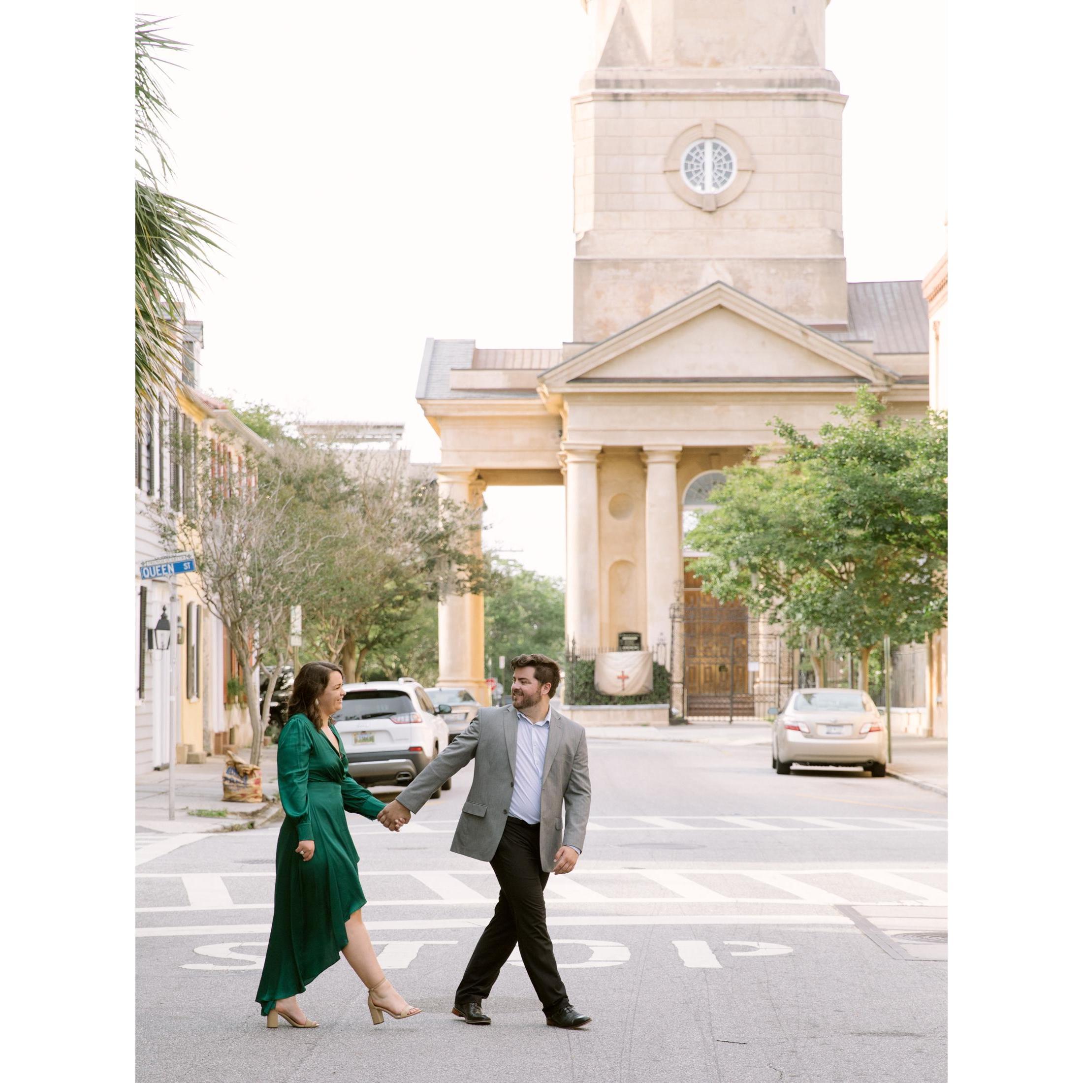 Engagement Photos in downtown Charleston, known as the Holy City!