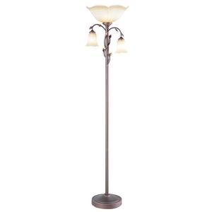 allen + roth Eastview 72.4-in Dark Oil-Rubbed Bronze 3-Way Torchiere with Reading Light Floor Lamp with Glass Shade