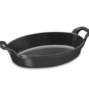 Staub Cast-Iron Oval Gratin Baking Dish, 9 1/2", Black