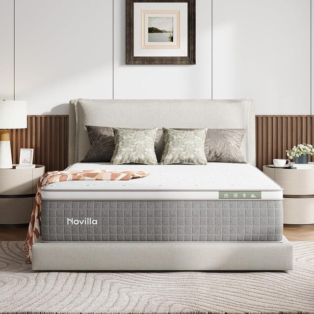 Novilla 14 Inch King Mattress,King Size Hybrid Mattress with Cool-Touch Nylon Cover,Gel Memory Foam & Pocketed Coils for Spinal Alignment Support & Pressure-Free Relaxation CertiPUR-US Certified