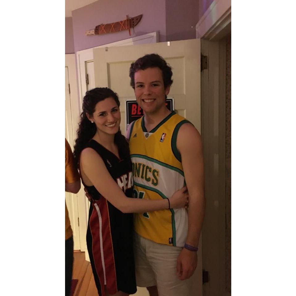 Loving someone means trying to fit in with their friends.... The jerseys fit Nicole a little differently!