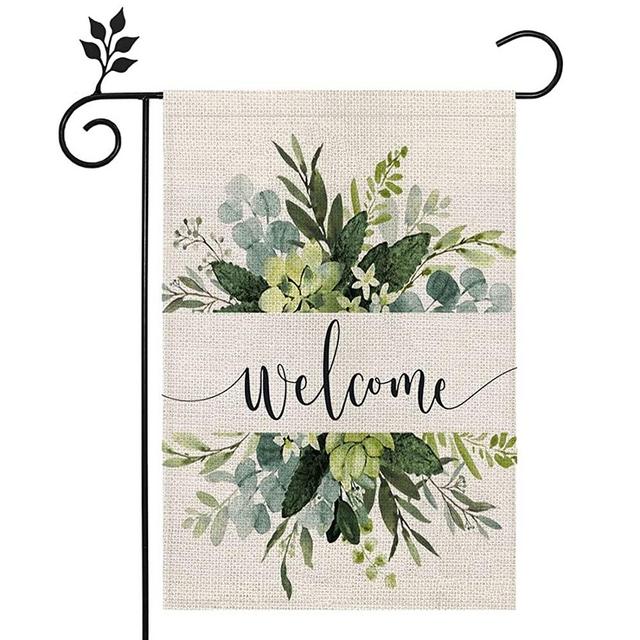 CROWNED BEAUTY Spring Floral Welcome Garden Flag 12×18 Inch Small Vertical Double Sided Seasonal Outside Décor for Yard Farmhouse CF099-12