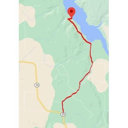 Turn onto Porcupine Bay Rd from Hwy 25