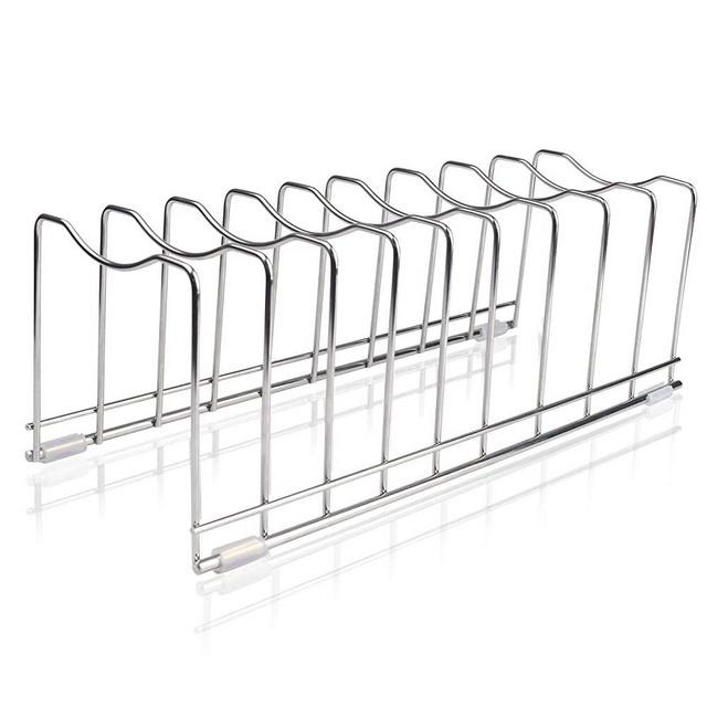 Pot Lid Organizer Pot Lid Rack Holder Suitable for Bakeware Dish Plate, Cutting Boards, Pots & Pans, Serving Trays, Reusable Containers in Cabinet Pantry FLSEPAMB(1 pack, 4 Silicone Foot Covers)