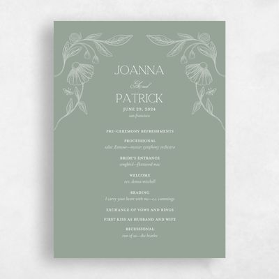 Sage, Green Wedding Program - Gaspard