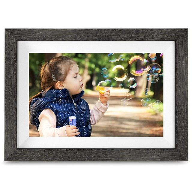 Frameo Digital Photo Frame with 32GB Memory,10.1 Inch WiFi Smart Digital Picture Frame with HD IPS Touch Screen,Auto-Rotate,Send Pictures from Anywhere via Frameo APP(Wood Effect)