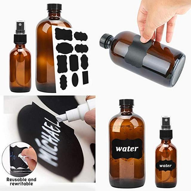 Amber Glass Spray Bottle Set