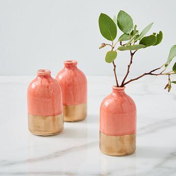Honeycomb Studio Coral & Gold Bud Vase