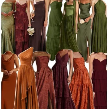 We are asking that the women attending our wedding wear floor length gowns and colors that match our color scheme! Forest Jewel Tones is the color theme.