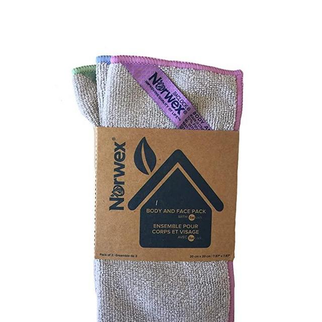Norwex Limited Edition Face and Body Pack,Small, Light Gray w/ Colored Trim, Pack of 3 BacLock