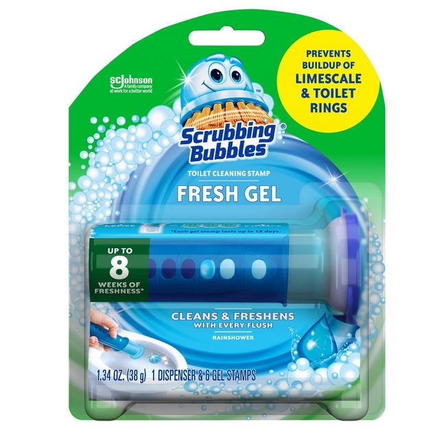 Scrubbing Bubbles Fresh Gel Toilet Cleaning Stamp Rainshower Scent - 6 Gel Stamps
