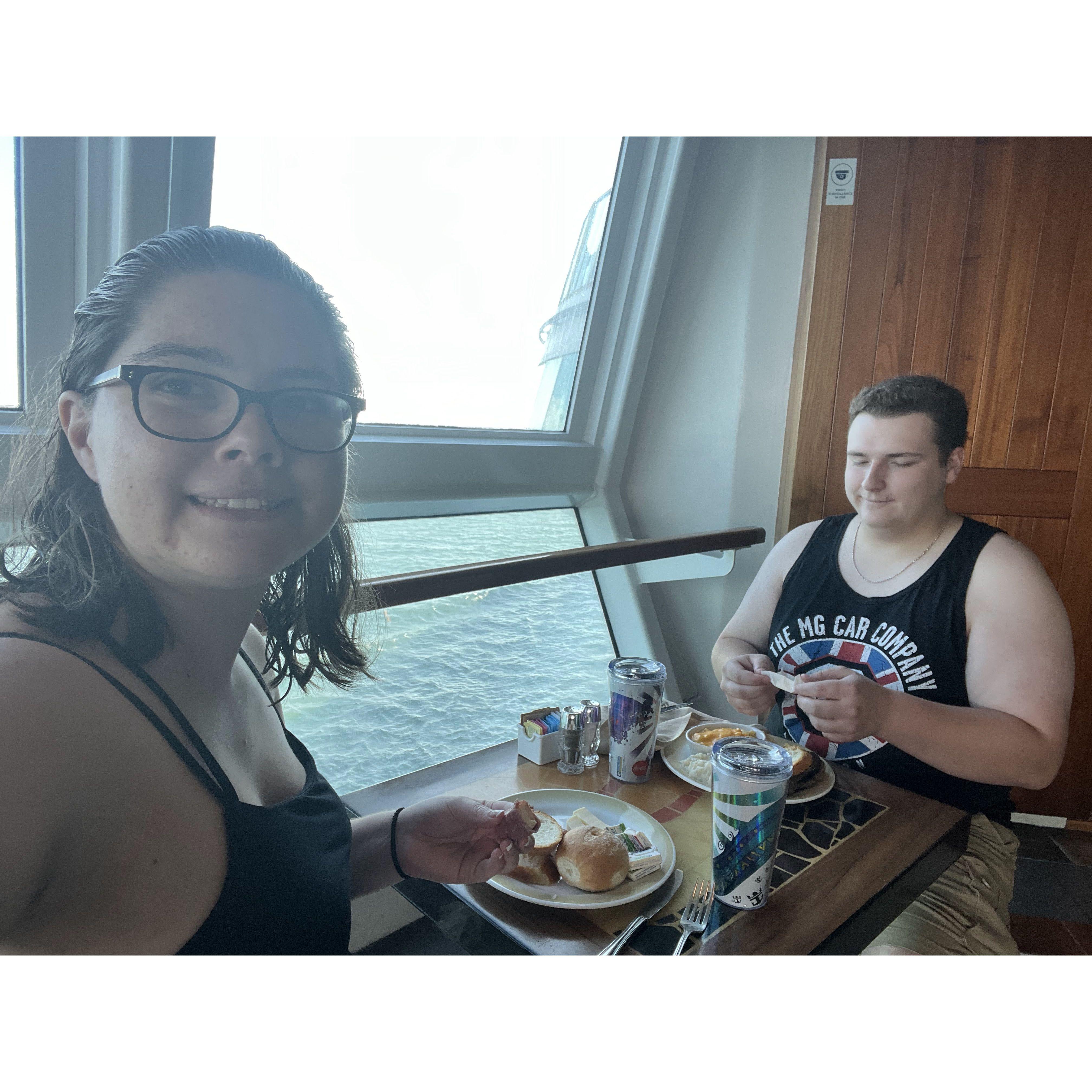 I took this right before we went on a walk around the ship and Evan popped the question