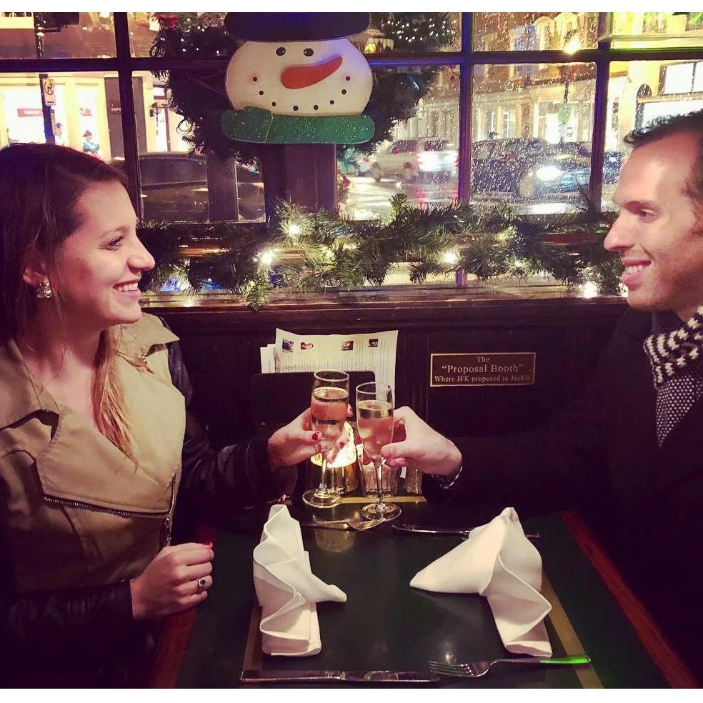 Proposal night in the "Proposal Booth" at Martin's Tavern