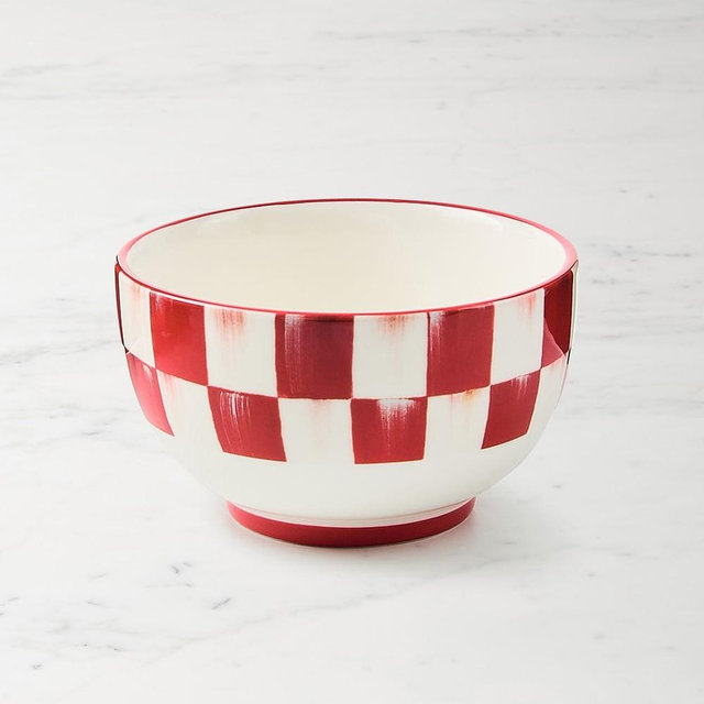 Mackenzie Childs Cherry Check Breakfast Bowls, Set of 4