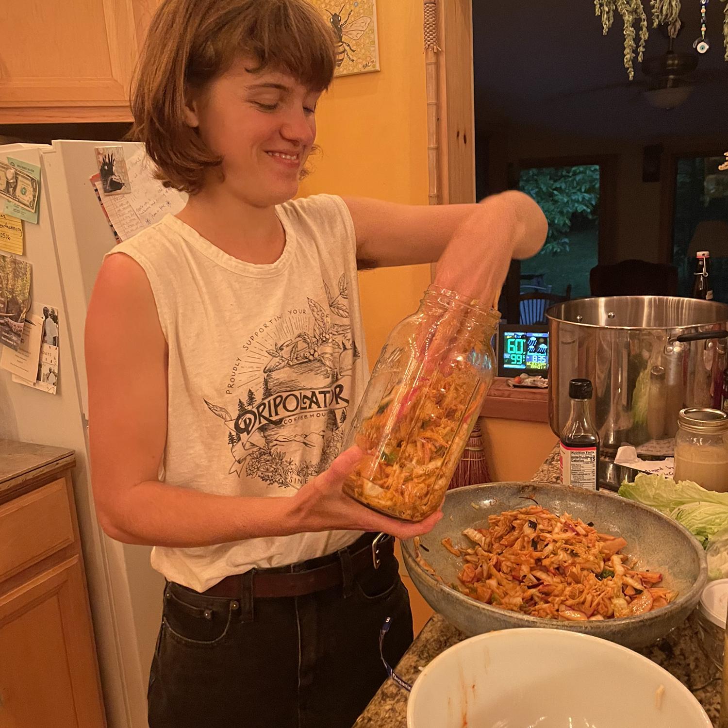 Lucille making some kimchi