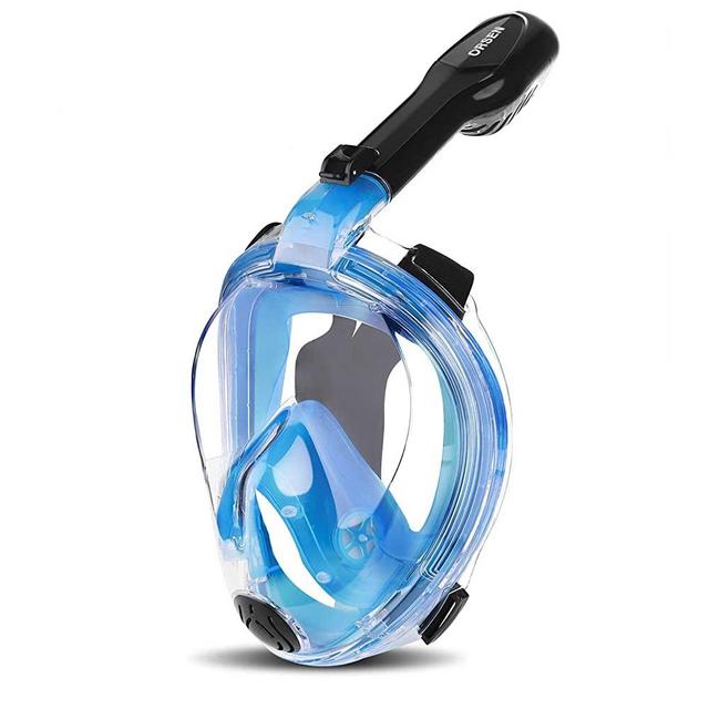 Orsen Full Face Snorkel Mask, Snorkeling Gear for Adults with CO₂ Quick Discharge System, Anti-Fog Snorkel Mask, 180° Panoramic View, Snorkel Set for Adults & Kids with Detachable Camera Mount