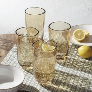 Homespun Amber Tall Glass, Set of 4