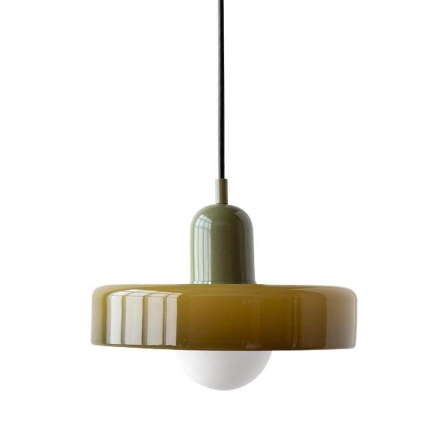 LTTKLMP 9.8" Nordic Mid Century Green Glass Pendant Hanging Light Modern Single Restaurant Lamp Vintage Farmhouse Ceiling Lamp Dining Room Chandelier for Over Table Kitchen Island Bedroom Hallway E26