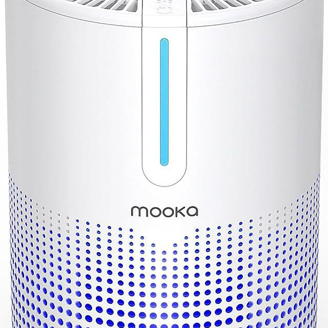 Air Purifiers for Bedroom Home, MOOKA HEPA H13 Filter Air Purifier with USB Cable for Smokers Pollen Pets Dust Odors in Office Car 300 Sq.Ft, Travel-size Desktop Air Cleaner with Fragrance Sponge