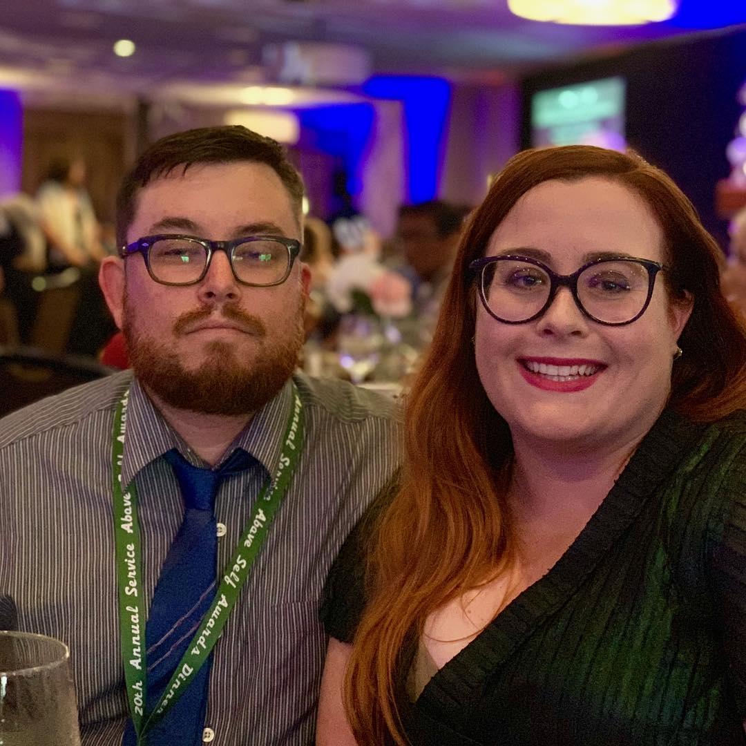 Liz winning a teaching award in Fall 2018