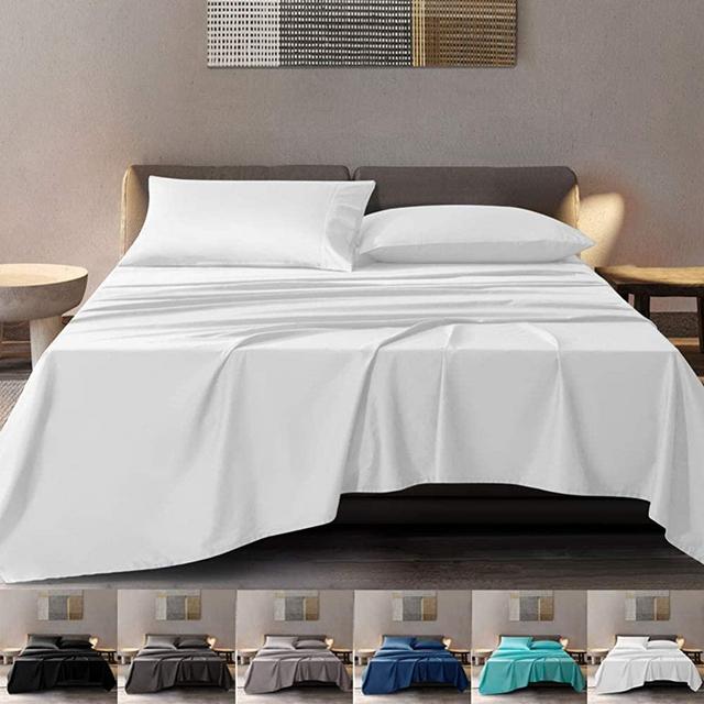 SONORO KATE 100% Pure Egyptian Cotton Sheets Sets,Cooling Bed Sheets 600 Thread Count Long Staple Cotton,Sateen Weave for Soft and Silky Feel, Fits Mattress 16'' Deep Pocket (White, Queen)