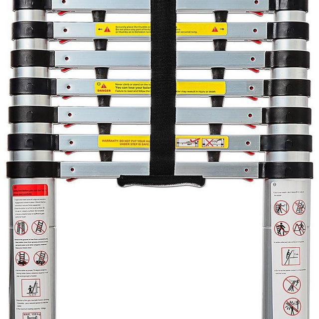 OxGord Aluminum Telescopic Extension Ladder (12.5 Ft Telescope) - EN131 Certified - Extendable Telescoping Extendable with Spring Load Locking Mechanism Non-Slip - 330 lb Max Capacity