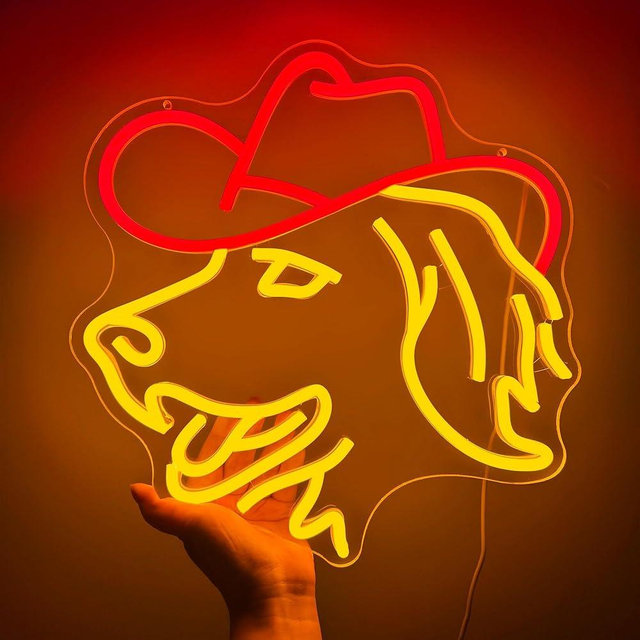 ZLOOREE Golden Retriever Neon Signs for Wall Decor, Cute Dog with Cowboy Hat Led Light Up Sign for Pet Shop Bedroom Home Party Decor, Dimmable Animal LED Sign for Birthday Christmas Gifts