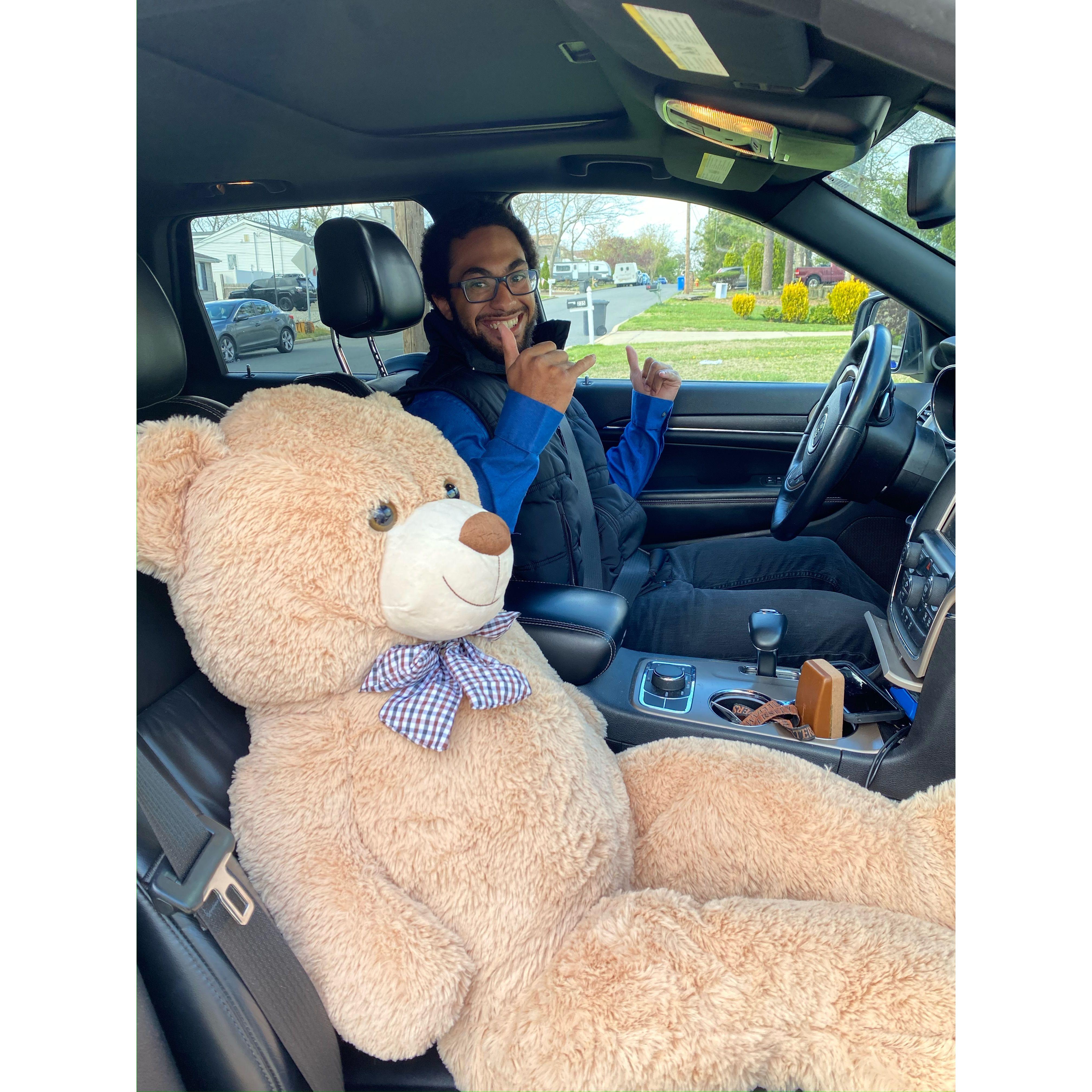 April 22, 2021: Everyone meet Ted! Tony surprised Cass with this guy sitting in the front seat on her 24th birthday