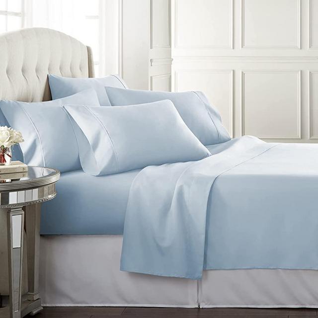Danjor Linens King Size Bed Sheets Set - 1800 Series 6 Piece Bedding Sheet & Pillowcases Sets w/ Deep Pockets - Fade Resistant & Machine Washable - Spa Blue
